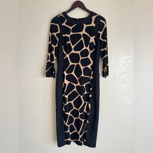 Maggy London Women's Animal Print Sheath Mid Calf Dress Size‎ 10